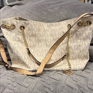 Michael Kors Beige and Gold Tote Bag